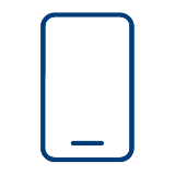 A simple blue outline of a smartphone, symbolizing Real World Data, with a short horizontal line near the bottom center, all on a light gray background.