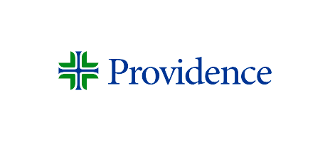 Providence logo featuring a green and blue cross-like symbol on the left, with the word Providence in blue text to the right.