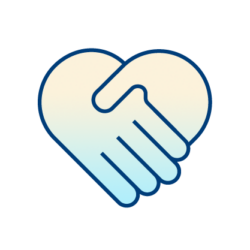 A simple illustration of two hands forming the shape of a heart, symbolizing care, support, or partnership within the Community Health Network, with a subtle blue and cream color gradient.