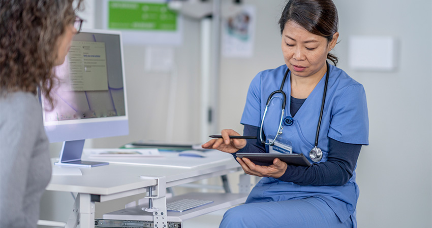 Healthcare provider using healthcare patient assessment software.