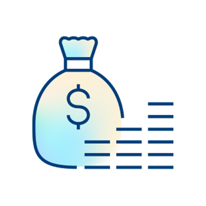 A simple illustration of a money bag with a dollar sign on it, next to a stack of coins, symbolizing wealth, savings, or financial growth.