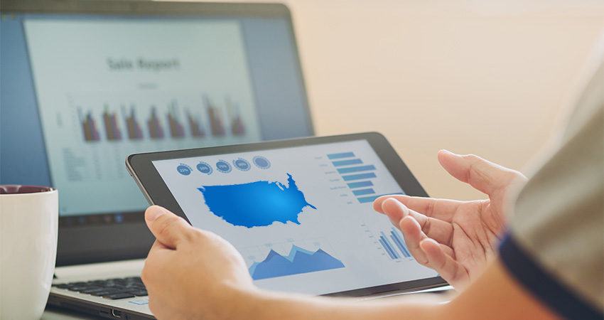 person looking at data on device