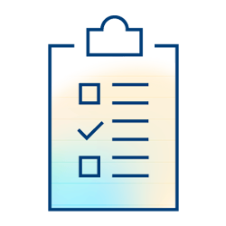 Simple illustration of a clipboard with a checklist, symbolizing quality improvement solutions. One box is checked while two are unchecked, with horizontal lines beside each box representing text items on the list.