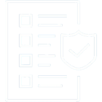 Outline icon of a checklist with checkboxes on the left and lines for text; a shield with a checkmark overlays the right, symbolizing how billing providers leverage RCM tech for secure, verified information.