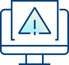 computer with explanation mark icon