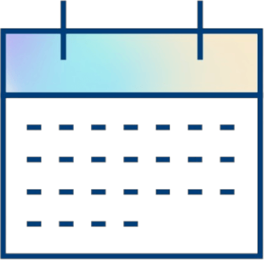 An icon of a calendar with a blue and beige gradient at the top, featuring five rows of dashed lines representing days or weeks—ideal for scheduling important dates with Paramount Healthcare.