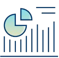 Icon showing a pie chart and a bar graph with blue and green gradient accents, representing data analysis, statistics, or HEDIS rate analysis.