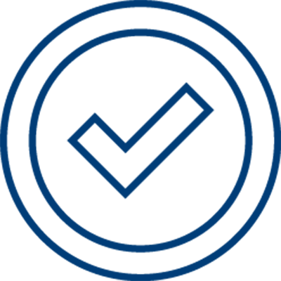 A blue check mark inside a double-circle outline on a light gray background, symbolizing approval or confirmation in addressing staff burnout.