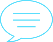 A blue speech bubble with three horizontal lines inside, representing text or a message, on a light gray background.