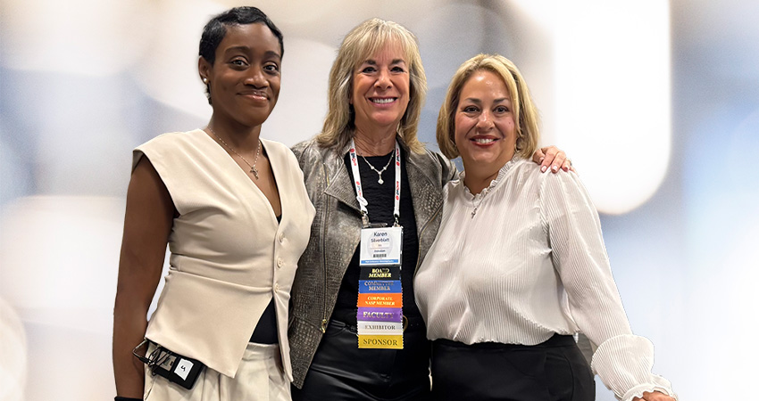 Image of Karen Silverblatt of Inovalon with a gene & cell therapy patient and Kim Tedesco of Walgreens