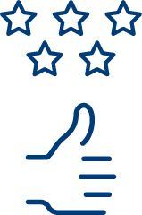 thumbs up with five stars icon