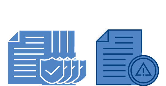 1 in 5 claims denied file icon with checkmark and file icon with caution mark