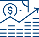 upward graph with cash icon