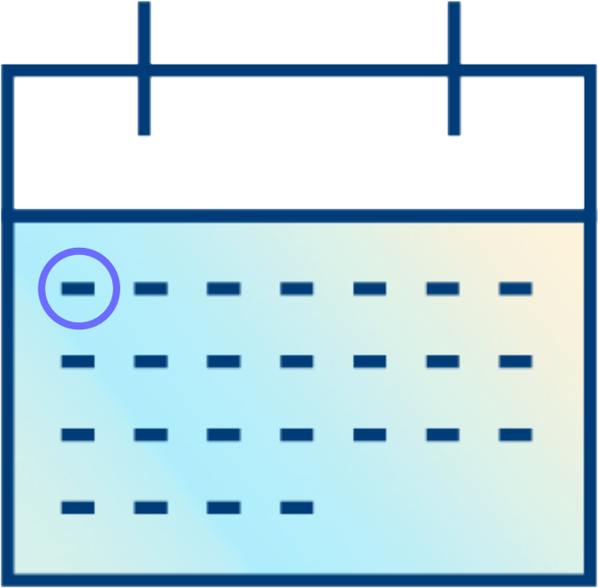 calendar icon with circle around first date