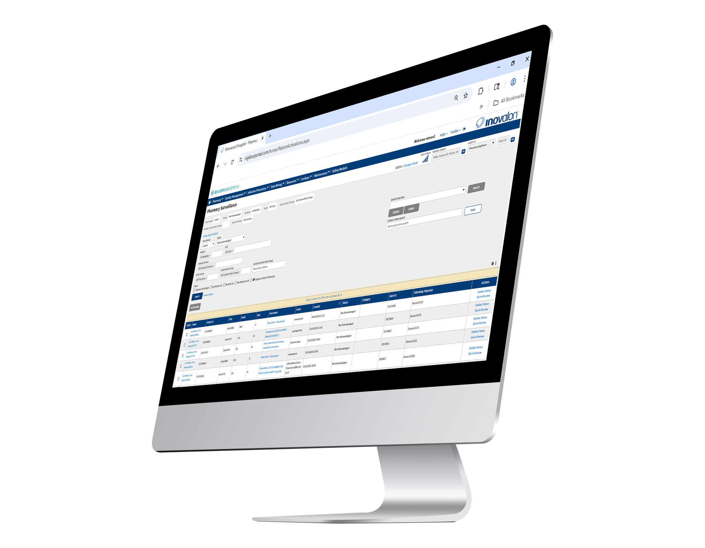 Desktop with view of Inovalon's Pharmacy Surveillance