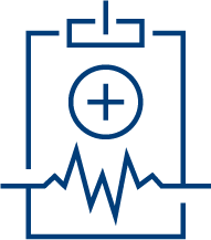 Clipboard icon with a medical plus sign and a heart rate monitor line