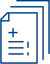 Stacked document pages icon with a medical plus sign and list lines