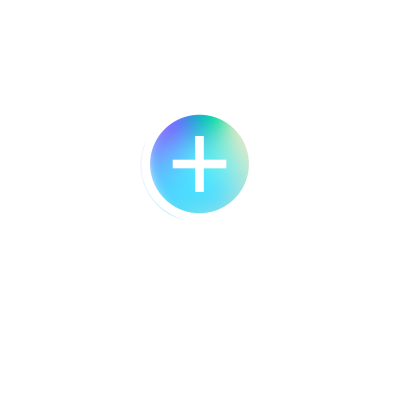 A gradient-colored plus sign sits at the center of a stylized clipboard, with a shield and checkmark icon in the lower right corner, all against a light background.