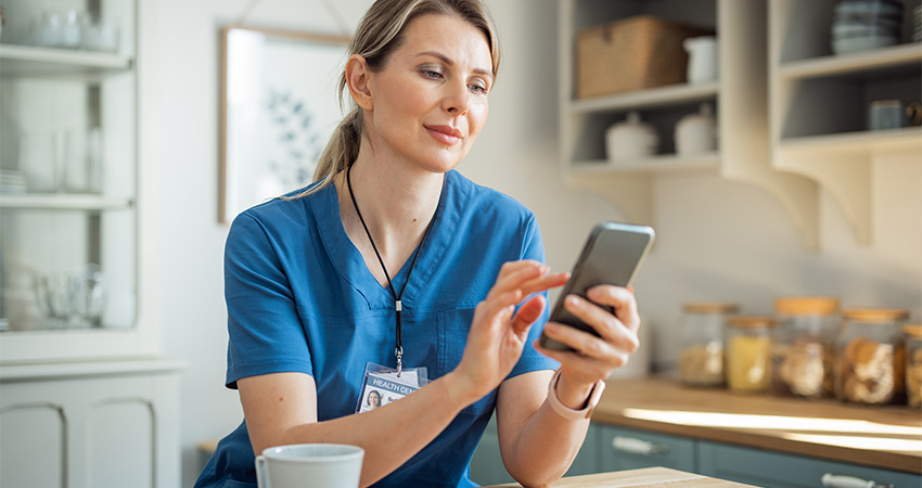 nurse checking her schedule