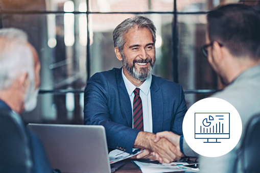 Businessmen in a meeting shaking hands