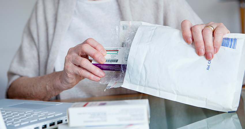 patient opening infusion medication shipment